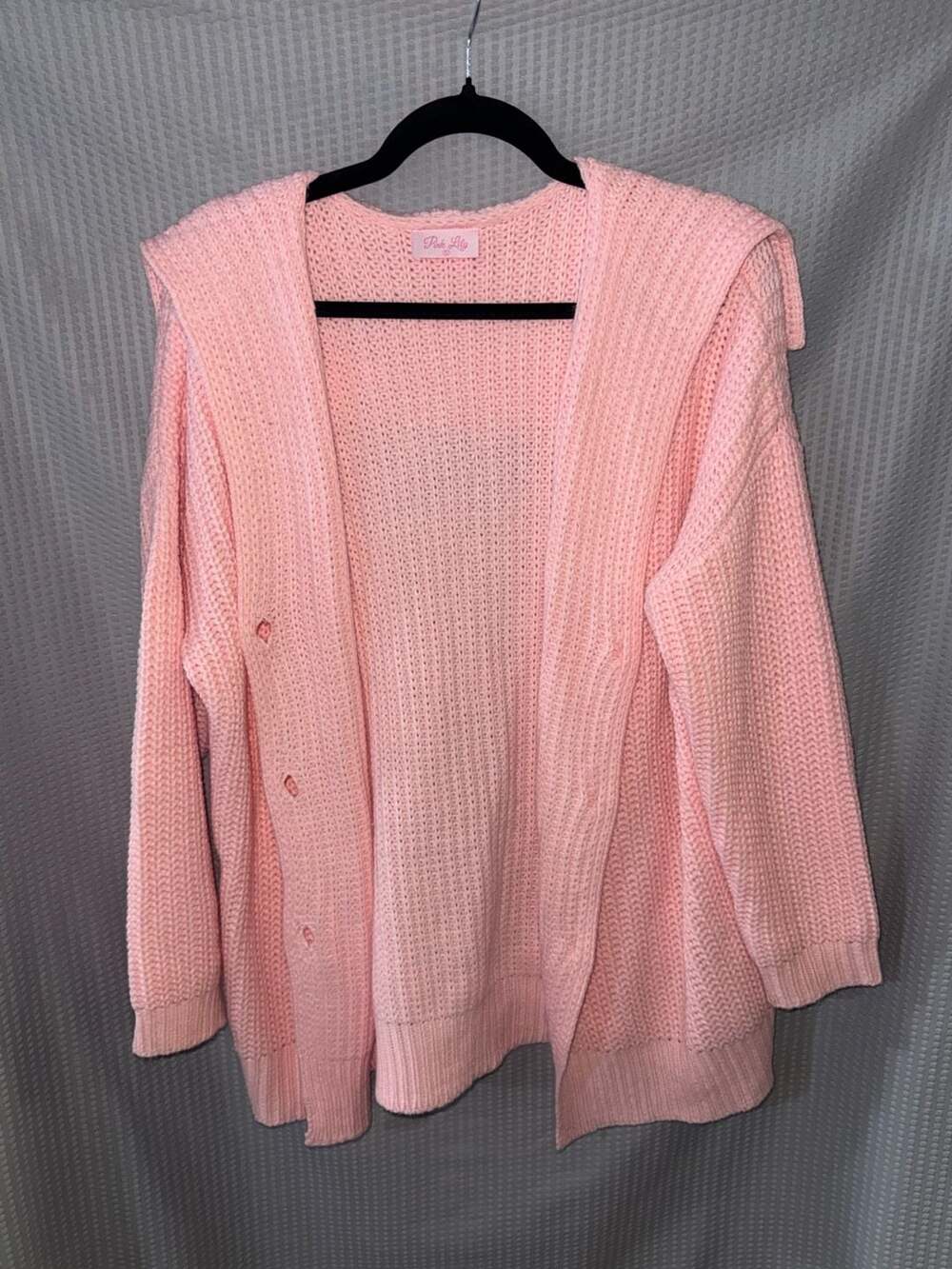 Pink Lily Women's Size S Pink Hooded Chunky Knit Cardigan